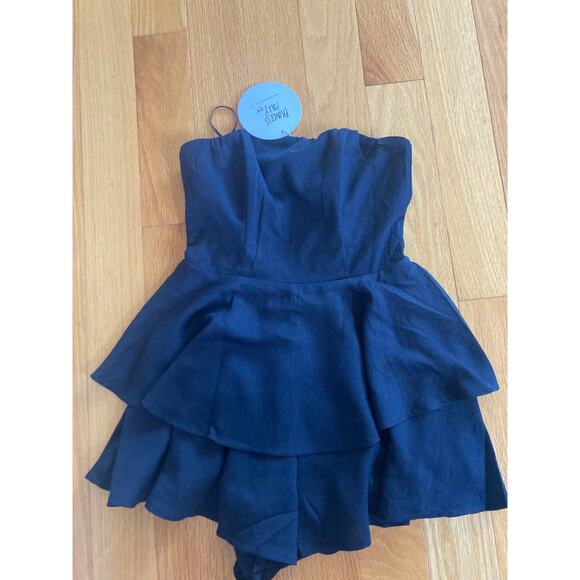 NWT Princess Polly Rolla Romper Playsuit Navy Blue Ruffle 2 - Picture 3 of 6